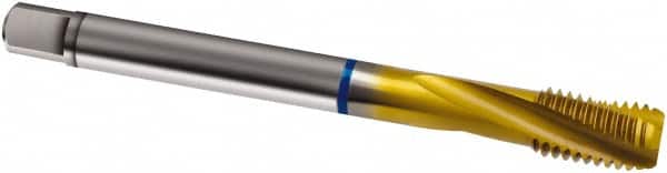 Guhring - M18x2.50 Metric 4 Flute 6H Modified Bottoming Spiral Flute Tap - Cobalt, TiN Finish, 125mm OAL, Right Hand Flute, Right Hand Thread, D6/D7, Series 2895 - Americas Industrial Supply