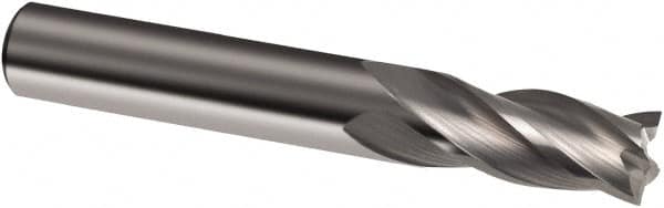 Guhring - 3/8", 1-1/8" LOC, 3/8" Shank Diam, 3" OAL, 4 Flute, Solid Carbide Square End Mill - Single End, Uncoated, Spiral Flute, 30° Helix, Right Hand Cut, Right Hand Flute, Series 3152 - Americas Industrial Supply