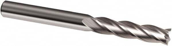 Guhring - 1/2", 3" LOC, 1/2" Shank Diam, 6" OAL, 4 Flute, Solid Carbide Square End Mill - Single End, Uncoated, Spiral Flute, 30° Helix, Right Hand Cut, Right Hand Flute, Series 3151 - Americas Industrial Supply
