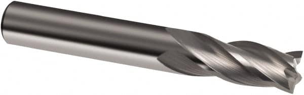 Guhring - 11/16", 1-3/8" LOC, 3/4" Shank Diam, 4" OAL, 4 Flute, Solid Carbide Square End Mill - Single End, Uncoated, Spiral Flute, 30° Helix, Right Hand Cut, Right Hand Flute, Series 3150 - Americas Industrial Supply
