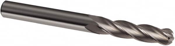 Guhring - 12mm Diam, 45mm LOC, 4 Flute Solid Carbide Ball End Mill - Uncoated, Single End, 150mm OAL, 12mm Shank Diam, Spiral Flute - Americas Industrial Supply