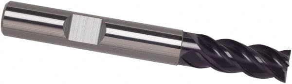 Guhring - 5/8", 1" LOC, 5/8" Shank Diam, 3-1/2" OAL, 4 Flute, Solid Carbide Square End Mill - Single End, FIREX Finish, Spiral Flute, 40° Helix, Centercutting, Right Hand Cut, Right Hand Flute, Series 3096 - Americas Industrial Supply