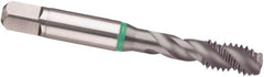 Guhring - #4-48 UNF 3 Flute 2B Modified Bottoming Spiral Flute Tap - Cobalt, TiCN Finish, 1.882" OAL, Right Hand Flute, Right Hand Thread, H2/H3, Series 3950 - Exact Industrial Supply