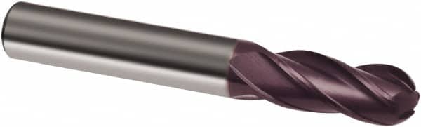 Guhring - 7/16" Diam, 2mm LOC, 4 Flute Solid Carbide Ball End Mill - Super-A Finish, Single End, 5" OAL, 7/16" Shank Diam, Spiral Flute - Americas Industrial Supply