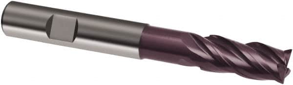 Guhring - 20mm, 38mm LOC, 20mm Shank Diam, 126mm OAL, 4 Flute, Solid Carbide Square End Mill - Single End, FIREX Finish, Spiral Flute, 35/38° Helix, Centercutting, Right Hand Cut, Right Hand Flute, Series 3838 - Americas Industrial Supply