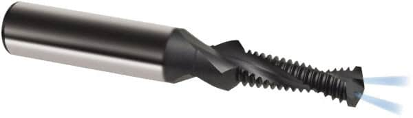 Guhring - M10x1.25 Metric Fine, 0.3465" Cutting Diam, 2 Flute, Solid Carbide Helical Flute Thread Mill - Internal Thread, 26.6mm LOC, 80mm OAL, 12mm Shank Diam - Americas Industrial Supply