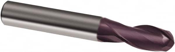 Guhring - 16mm Diam, 26mm LOC, 2 Flute Solid Carbide Ball End Mill - FIREX Finish, Single End, 92mm OAL, 16mm Shank Diam, Spiral Flute - Americas Industrial Supply