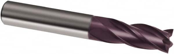 Guhring - 4.5mm, 11mm LOC, 4.5mm Shank Diam, 50mm OAL, 4 Flute, Solid Carbide Square End Mill - Single End, FIREX Finish, Spiral Flute, 30° Helix, Right Hand Cut, Right Hand Flute, Series 3678 - Americas Industrial Supply