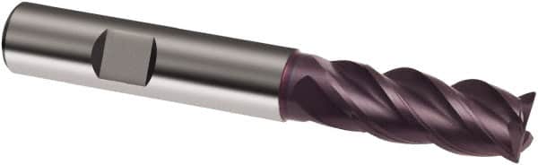 Guhring - 20mm, 38mm LOC, 20mm Shank Diam, 104mm OAL, 4 Flute, Solid Carbide Square End Mill - Single End, FIREX Finish, Spiral Flute, 40/42° Helix, Centercutting, Right Hand Cut, Right Hand Flute, Series 3630 - Americas Industrial Supply