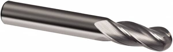 Guhring - 14mm Diam, 26mm LOC, 4 Flute Solid Carbide Ball End Mill - Uncoated, Single End, 83mm OAL, 14mm Shank Diam, Spiral Flute - Americas Industrial Supply