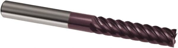 Guhring - 5/8", 2-1/4" LOC, 5/8" Shank Diam, 5" OAL, 6 Flute, Solid Carbide Square End Mill - Single End, FIREX Finish, Spiral Flute, 45° Helix, Right Hand Cut, Right Hand Flute, Series 3181 - Americas Industrial Supply