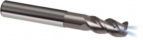 Guhring - 3/4", 1" LOC, 3/4" Shank Diam, 5" OAL, 3 Flute, Solid Carbide Square End Mill - Single End, Uncoated, Spiral Flute, 45° Helix, Right Hand Cut, Right Hand Flute, Series 3177 - Americas Industrial Supply