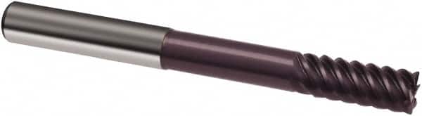 Guhring - 1/4", 3/4" LOC, 1/4" Shank Diam, 3" OAL, 6 Flute, Solid Carbide Square End Mill - Single End, FIREX Finish, Spiral Flute, 55° Helix, Right Hand Cut, Right Hand Flute, Series 3183 - Americas Industrial Supply