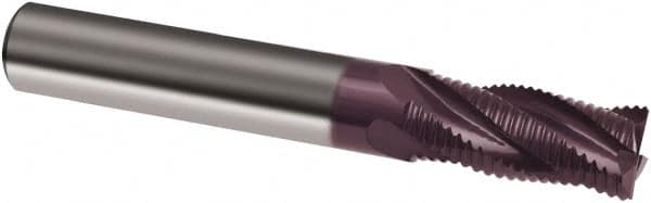 Guhring - 5/8" Diam, Coarse Pitch, 1-1/4" LOC, 4 Flute Solid Carbide Corner Chamfer Roughing End Mill - Uncoated, 3-1/2" OAL, 5/8" Shank Diam, Single End - Americas Industrial Supply
