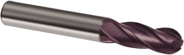 Guhring - 9/16" Diam, 1-1/8" LOC, 4 Flute Solid Carbide Ball End Mill - FIREX Finish, Single End, 3-1/2" OAL, 9/16" Shank Diam, Spiral Flute - Americas Industrial Supply