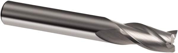 Guhring - 3/16", 5/8" LOC, 3/16" Shank Diam, 2" OAL, 3 Flute, Solid Carbide Square End Mill - Single End, Uncoated, Spiral Flute, 30° Helix, Right Hand Cut, Right Hand Flute, Series 3168 - Americas Industrial Supply