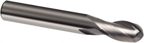 Guhring - 5/8" Diam, 1-1/4" LOC, 2 Flute Solid Carbide Ball End Mill - Uncoated, Single End, 3-1/2" OAL, 5/8" Shank Diam, Spiral Flute - Americas Industrial Supply