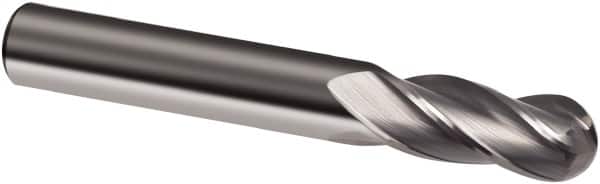 Guhring - 5/8" Diam, 2-1/4" LOC, 4 Flute Solid Carbide Ball End Mill - Uncoated, Single End, 5" OAL, 5/8" Shank Diam, Spiral Flute - Americas Industrial Supply