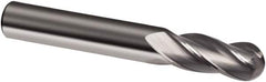Guhring - 5/8" Diam, 2-1/4" LOC, 4 Flute Solid Carbide Ball End Mill - Uncoated, Single End, 5" OAL, 5/8" Shank Diam, Spiral Flute - Americas Industrial Supply