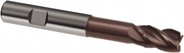 Guhring - 12mm, 16mm LOC, 12mm Shank Diam, 93mm OAL, 4 Flute, Solid Carbide Square End Mill - Single End, Nano-A Finish, Spiral Flute, 36/38° Helix, Centercutting, Right Hand Cut, Right Hand Flute, Series 3807 - Americas Industrial Supply