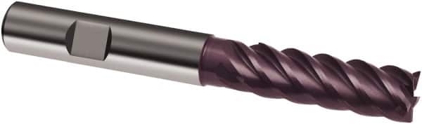 Guhring - 12mm, 36mm LOC, 12mm Shank Diam, 93mm OAL, 5 Flute, Solid Carbide Square End Mill - Single End, FIREX Finish, Spiral Flute, 45° Helix, Centercutting, Right Hand Cut, Right Hand Flute, Series 3898 - Americas Industrial Supply