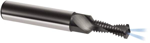 Guhring - 1/4-28 UNF, 0.2165" Cutting Diam, 2 Flute, Solid Carbide Helical Flute Thread Mill - Internal Thread, 1/2" LOC, 62mm OAL, 8mm Shank Diam - Americas Industrial Supply