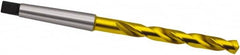 Guhring - 18mm, 2MT 118° Point High Speed Steel Taper Shank Drill Bit - TiN Finish, 130mm Flute Length, 228mm OAL, Spiral Flute, Series 654 - Americas Industrial Supply