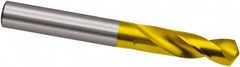 Guhring - 57/64" 118° Spiral Flute High Speed Steel Screw Machine Drill Bit - TiN Finish, Right Hand Cut, 72mm Flute Length, 146mm OAL, Cone Relief Point, Straight Shank - Americas Industrial Supply