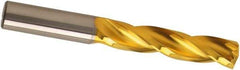 Guhring - Letter H 150° Solid Carbide Jobber Drill - TiN Finish, Right Hand Cut, Spiral Flute, 74mm OAL, Faceted Point - Americas Industrial Supply