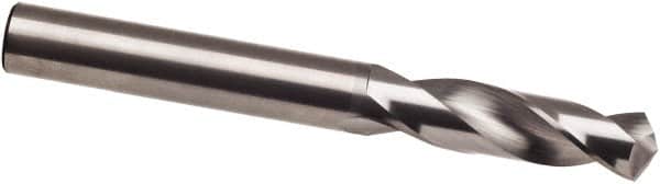 Guhring - 7/16" 118° Spiral Flute Solid Carbide Screw Machine Drill Bit - Bright Finish, Right Hand Cut, 47mm Flute Length, 95mm OAL, Faceted Point, Straight Shank - Americas Industrial Supply