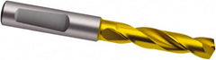 Guhring - 18.3mm 140° Spiral Flute Solid Carbide Screw Machine Drill Bit - TiN Finish, Right Hand Cut, 79mm Flute Length, 131mm OAL, SU Point, Whistle Notch Shank - Americas Industrial Supply