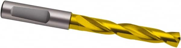 Guhring - 19.3mm 140° Solid Carbide Jobber Drill - TiN Finish, Right Hand Cut, Spiral Flute, 153mm OAL, SU Point - Americas Industrial Supply