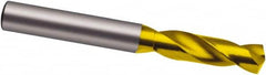 Guhring - 13/32" 140° Spiral Flute Solid Carbide Screw Machine Drill Bit - TiN Finish, Right Hand Cut, 43mm Flute Length, 89mm OAL, SU Point, Straight Shank - Americas Industrial Supply