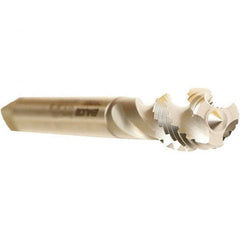 Emuge - M14x1.50 Metric Fine 4 Flute 6H Modified Bottoming Spiral Flute Tap - Cobalt, Bright Finish, 100mm OAL, Left Hand Flute, Left Hand Thread, Series Enorm - Americas Industrial Supply