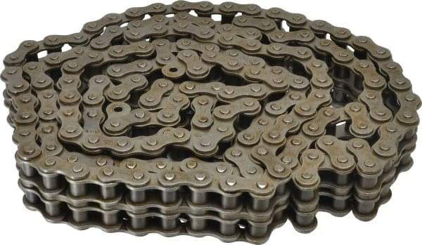 Browning - 3/4" Pitch, ANSI 60-2, Double Strand Roller Chain - Chain No. 60-2, 10 Ft. Long, 15/32" Roller Diam, 1/2" Roller Width - Americas Industrial Supply