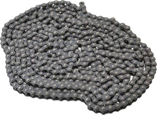 Browning - 1/4" Pitch, ANSI 25, Single Strand Roller Chain - Chain No. 25, 10 Ft. Long, 0.13" Roller Diam, 1/8" Roller Width - Americas Industrial Supply