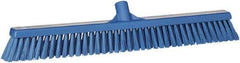 Vikan - 24" Combo Duty Polyester Push Broom - 2" Bristle Length, Plastic Block, European Threaded Handle Connection - Americas Industrial Supply