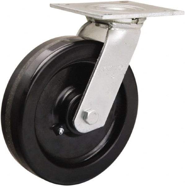 Hamilton - 8" Diam x 2" Wide x 9-1/2" OAH Top Plate Mount Swivel Caster - Phenolic, 900 Lb Capacity, Straight Roller Bearing, 5 x 5-1/2" Plate - Americas Industrial Supply