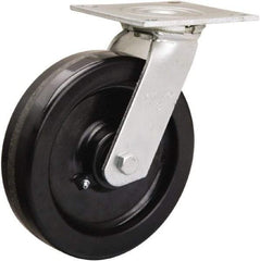 Hamilton - 8" Diam x 2" Wide x 9-1/2" OAH Top Plate Mount Swivel Caster - Phenolic, 900 Lb Capacity, Straight Roller Bearing, 5 x 5-1/2" Plate - Americas Industrial Supply