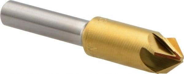 M.A. Ford - 3/8" Head Diam, 1/4" Shank Diam, 6 Flute 82° High Speed Steel Countersink - TiN Finish, 2" OAL - Americas Industrial Supply