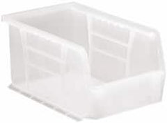 Quantum Storage - 20 Lb. Load Capacity, 9-1/4" Deep, Clear Polypropylene Hopper Stacking Bin - 5" High x 6" Wide x 9-1/4" Long - Americas Industrial Supply