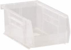 Quantum Storage - 10 Lb. Load Capacity, 7-3/8" Deep, Clear Polypropylene Hopper Stacking Bin - 3" High x 4-1/8" Wide x 7-3/8" Long - Americas Industrial Supply