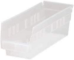 Quantum Storage - 30 Lb. Load Capacity, 11-5/8" Deep, Clear Polypropylene Hopper Shelf Bin - 4" High x 4-1/8" Wide x 11-5/8" Long - Americas Industrial Supply