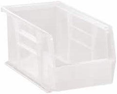 Quantum Storage - 30 Lb. Load Capacity, 10-7/8" Deep, Clear Polypropylene Hopper Stacking Bin - 5" High x 5-1/2" Wide x 10-7/8" Long - Americas Industrial Supply