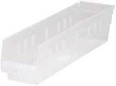 Quantum Storage - 40 Lb. Load Capacity, 17-7/8" Deep, Clear Polypropylene Hopper Shelf Bin - 4" High x 4-1/8" Wide x 17-7/8" Long - Americas Industrial Supply