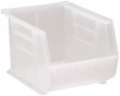 Quantum Storage - 50 Lb. Load Capacity, 10-3/4" Deep, Clear Polypropylene Hopper Stacking Bin - 7" High x 8-1/4" Wide x 10-3/4" Long - Americas Industrial Supply