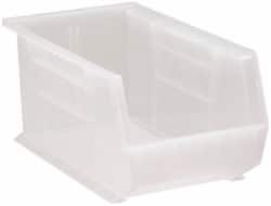 Quantum Storage - 60 Lb. Load Capacity, 14-3/4" Deep, Clear Polypropylene Hopper Stacking Bin - 7" High x 8-1/4" Wide x 14-3/4" Long - Americas Industrial Supply