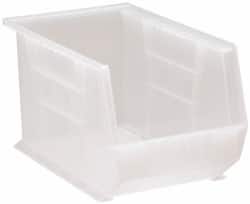 Quantum Storage - 60 Lb. Load Capacity, 13-5/8" Deep, Clear Polypropylene Hopper Stacking Bin - 8" High x 8-1/4" Wide x 13-5/8" Long - Americas Industrial Supply