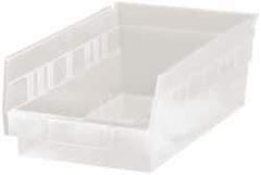 Quantum Storage - 30 Lb. Load Capacity, 11-5/8" Deep, Clear Polypropylene Hopper Shelf Bin - 4" High x 6-5/8" Wide x 11-5/8" Long - Americas Industrial Supply