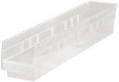 Quantum Storage - 50 Lb. Load Capacity, 23-5/8" Deep, Clear Polypropylene Hopper Shelf Bin - 4" High x 4-1/8" Wide x 23-5/8" Long - Americas Industrial Supply